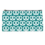 Teal Pretzel Illustrations Pattern Pencil Case Front