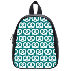 Teal Pretzel Illustrations Pattern School Bag (Small)