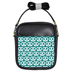 Teal Pretzel Illustrations Pattern Girls Sling Bag by GardenOfOphir