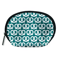 Teal Pretzel Illustrations Pattern Accessory Pouch (Medium)