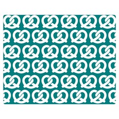 Teal Pretzel Illustrations Pattern Premium Plush Fleece Blanket (Medium)