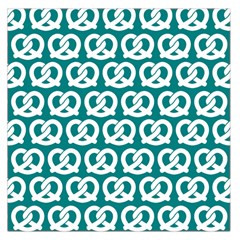 Teal Pretzel Illustrations Pattern Square Satin Scarf (36  x 36 )