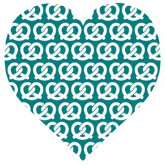 Teal Pretzel Illustrations Pattern Wooden Puzzle Heart