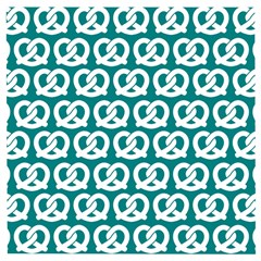 Teal Pretzel Illustrations Pattern Wooden Puzzle Square