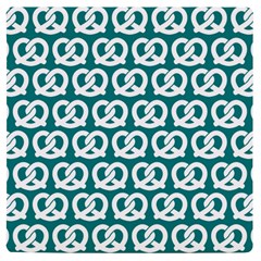 Teal Pretzel Illustrations Pattern UV Print Square Tile Coaster 