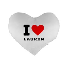 I Love Lauren Standard 16  Premium Flano Heart Shape Cushions by ilovewhateva
