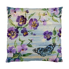 Pansies & Butterfly Satiny Throw Pillow Cover