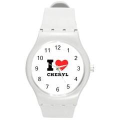 I Love Cheryl Round Plastic Sport Watch (m) by ilovewhateva