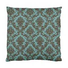 Teal & Brown Damask Satiny Throw Pillow Cover