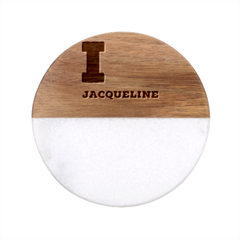 I Love Jacqueline Classic Marble Wood Coaster (round)  by ilovewhateva