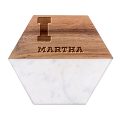 I Love Martha Marble Wood Coaster (hexagon) 