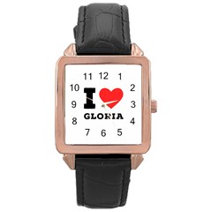 I Love Gloria  Rose Gold Leather Watch  by ilovewhateva
