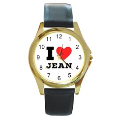 I Love Jean Round Gold Metal Watch by ilovewhateva