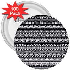 Tribal Zentangle Line Pattern 3  Buttons (100 Pack)  by Semog4