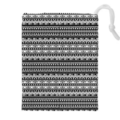 Tribal Zentangle Line Pattern Drawstring Pouch (5xl) by Semog4