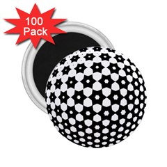 Sphere Spherical Circular Monochrome Circle Art 2 25  Magnets (100 Pack)  by Jancukart