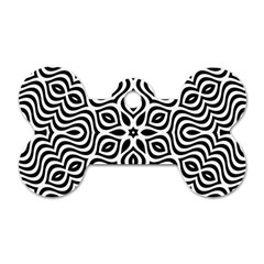Pattern Wave Symmetry Monochrome Abstract Dog Tag Bone (two Sides) by Jancukart