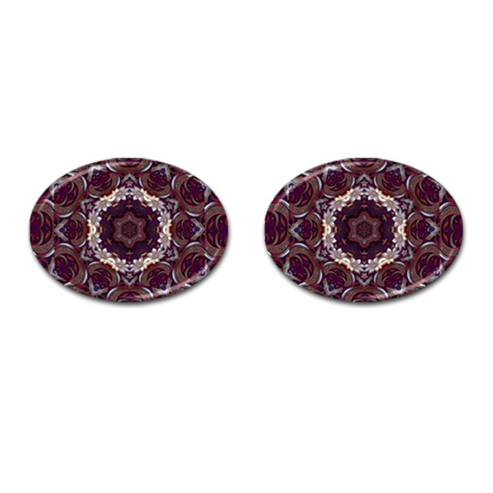 Rosette Kaleidoscope Mosaic Abstract Background Cufflinks (Oval)