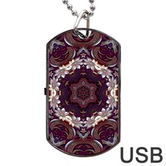 Rosette Kaleidoscope Mosaic Abstract Background Dog Tag Usb Flash (one Side) by Jancukart