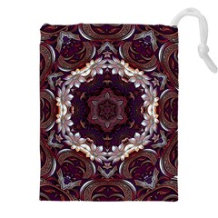 Rosette Kaleidoscope Mosaic Abstract Background Drawstring Pouch (4xl) by Jancukart