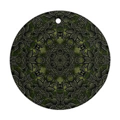 Mandala Rosette Kaleidoscope Floral Background Round Ornament (two Sides) by Jancukart