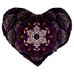 Rosette Kaleidoscope Mosaic Abstract Background Art Large 19  Premium Heart Shape Cushions by Jancukart