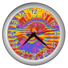 Colorful Spiral Abstract Swirl Twirl Art Pattern Wall Clock (silver) by Jancukart