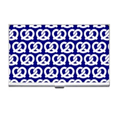 Navy Pretzel Illustrations Pattern Business Card Holder by GardenOfOphir