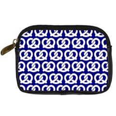 Navy Pretzel Illustrations Pattern Digital Camera Leather Case by GardenOfOphir