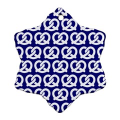 Navy Pretzel Illustrations Pattern Snowflake Ornament (two Sides) by GardenOfOphir