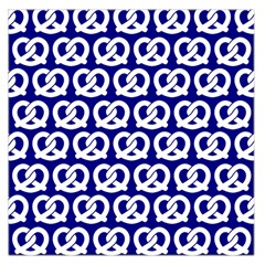 Navy Pretzel Illustrations Pattern Square Satin Scarf (36  X 36 ) by GardenOfOphir