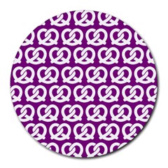 Purple Pretzel Illustrations Pattern Round Mousepad by GardenOfOphir