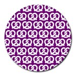 Purple Pretzel Illustrations Pattern Round Mousepad Front