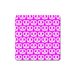 Pink Pretzel Illustrations Pattern Square Magnet by GardenOfOphir