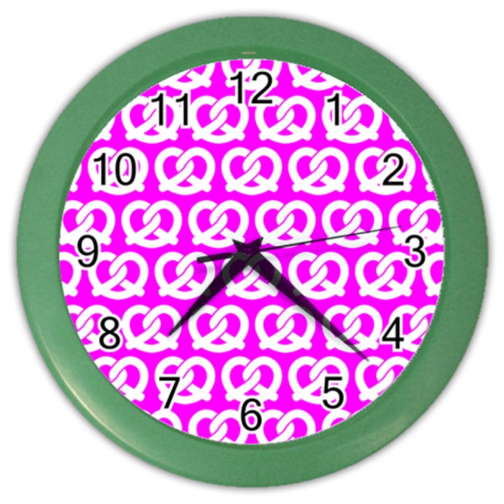 Pink Pretzel Illustrations Pattern Color Wall Clock