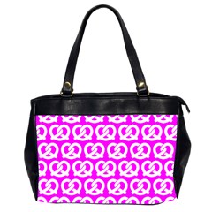 Pink Pretzel Illustrations Pattern Oversize Office Handbag (2 Sides) by GardenOfOphir