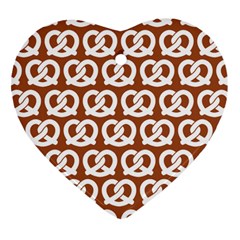 Brown Pretzel Illustrations Pattern Ornament (heart) by GardenOfOphir