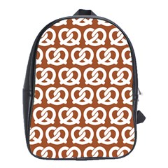 Brown Pretzel Illustrations Pattern School Bag (xl) by GardenOfOphir