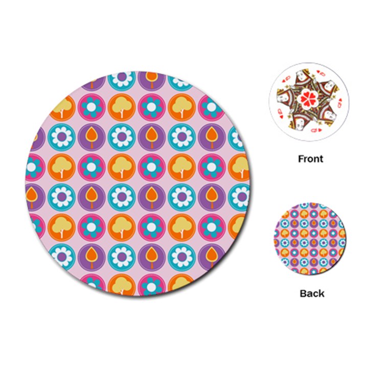 Chic Floral Pattern Playing Cards Single Design (Round)