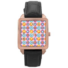 Chic Floral Pattern Rose Gold Leather Watch 