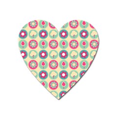 Chic Floral Pattern Heart Magnet by GardenOfOphir