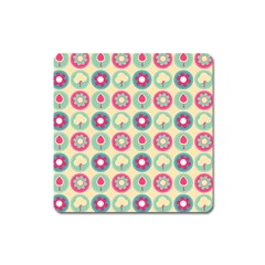 Chic Floral Pattern Square Magnet by GardenOfOphir