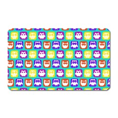 Colorful Whimsical Owl Pattern Magnet (rectangular)