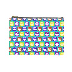 Colorful Whimsical Owl Pattern Cosmetic Bag (large) by GardenOfOphir