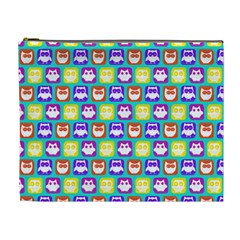 Colorful Whimsical Owl Pattern Cosmetic Bag (xl) by GardenOfOphir