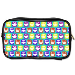 Colorful Whimsical Owl Pattern Toiletries Bag (two Sides) by GardenOfOphir