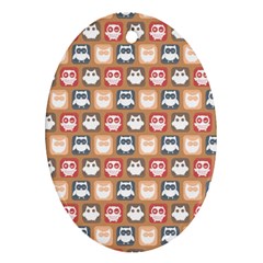 Colorful Whimsical Owl Pattern Oval Ornament (two Sides)