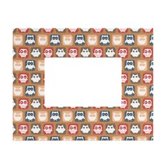 Colorful Whimsical Owl Pattern White Tabletop Photo Frame 4 x6  by GardenOfOphir