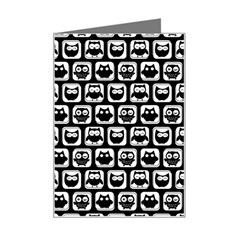 Black And White Owl Pattern Mini Greeting Card