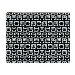 Black And White Owl Pattern Cosmetic Bag (xl) by GardenOfOphir